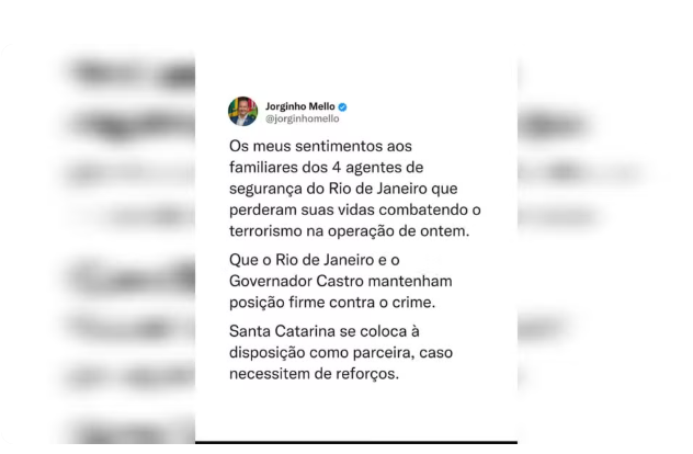 Jorginho Mello Oferece Reforços ao Rio Após Megaoperação